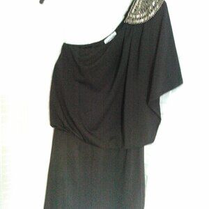 PARTY DRESS ONE SHOULDER, BLACK, SMALL. BY: SPEECHLESS